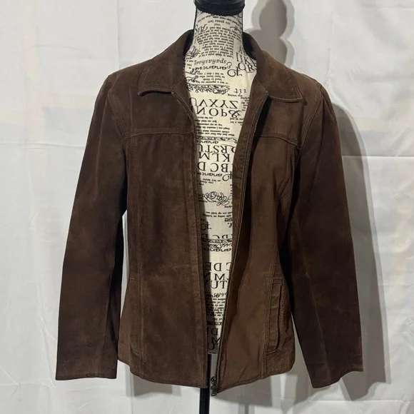 Nordstrom’s Bernardo Dark Brown Suede Leather Jacket - Picture 1 of 6